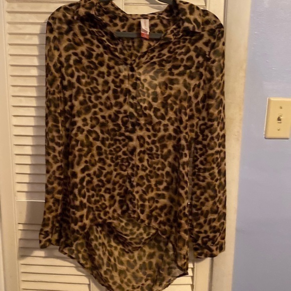 No boundaries sheer leopard print blouse
